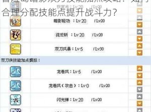 冒险岛暗影双刀技能加点攻略：如何合理分配技能点提升战斗力？