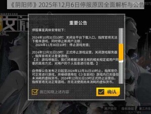 《阴阳师》2025年12月6日停服原因全面解析与公告