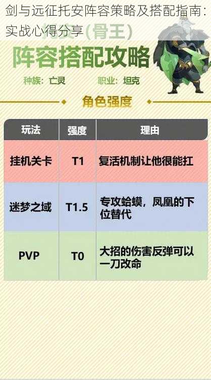 剑与远征托安阵容策略及搭配指南：实战心得分享