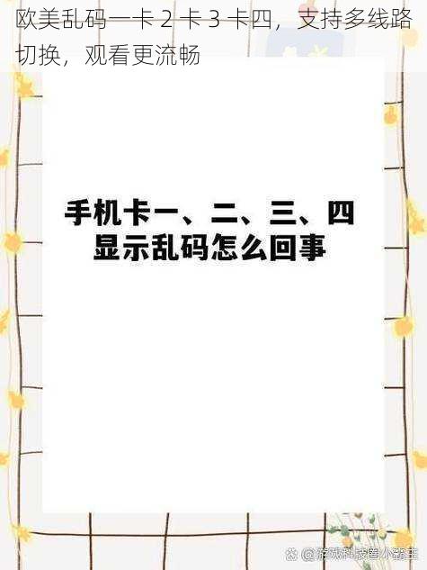 欧美乱码一卡 2 卡 3 卡四，支持多线路切换，观看更流畅