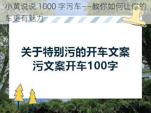 小黄说说 1000 字污车——教你如何让你的车更有魅力