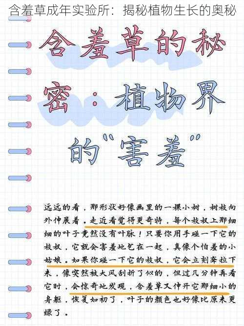 含羞草成年实验所：揭秘植物生长的奥秘