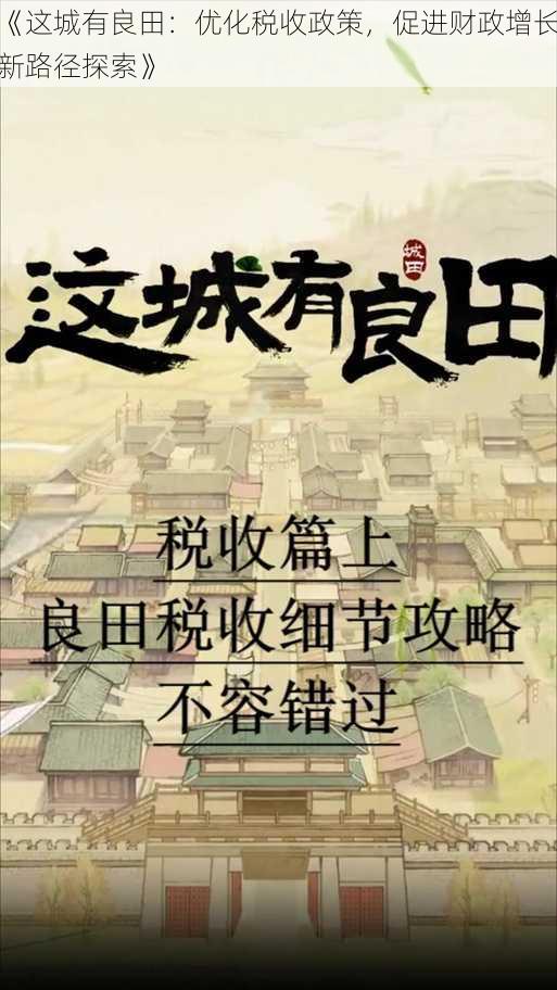 《这城有良田：优化税收政策，促进财政增长新路径探索》