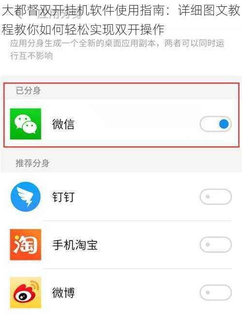 大都督双开挂机软件使用指南：详细图文教程教你如何轻松实现双开操作