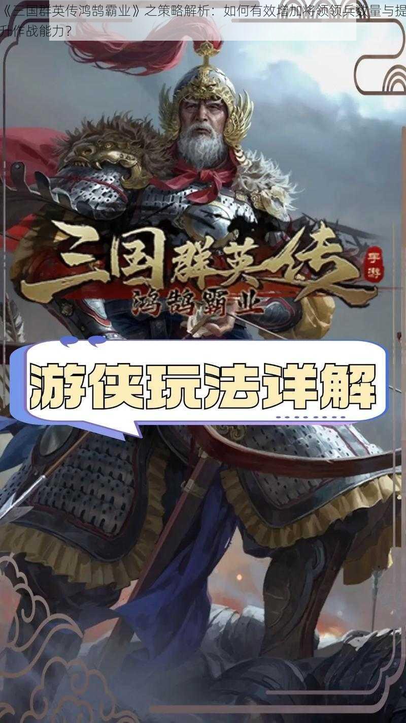 《三国群英传鸿鹄霸业》之策略解析：如何有效增加将领领兵数量与提升作战能力？