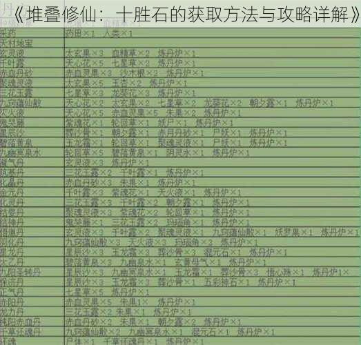 《堆叠修仙：十胜石的获取方法与攻略详解》