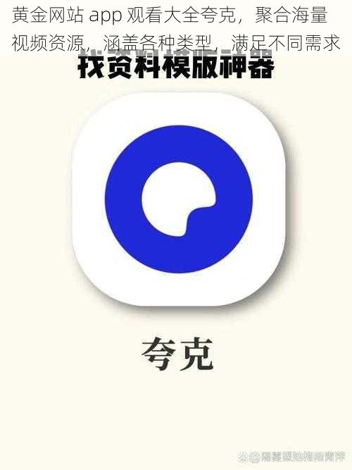 黄金网站 app 观看大全夸克，聚合海量视频资源，涵盖各种类型，满足不同需求