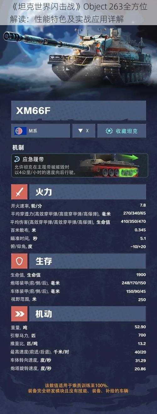 《坦克世界闪击战》Object 263全方位解读：性能特色及实战应用详解