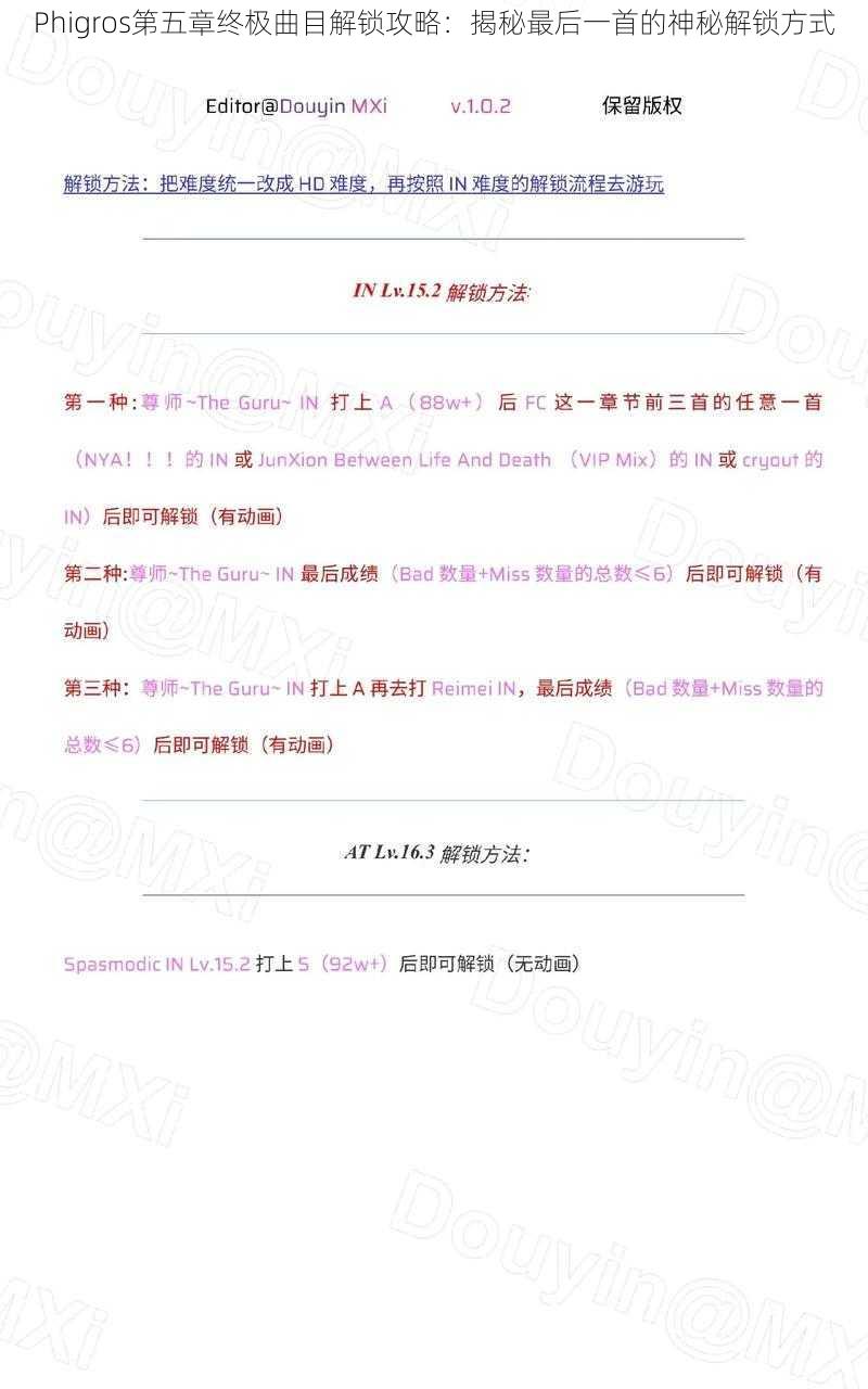 Phigros第五章终极曲目解锁攻略：揭秘最后一首的神秘解锁方式