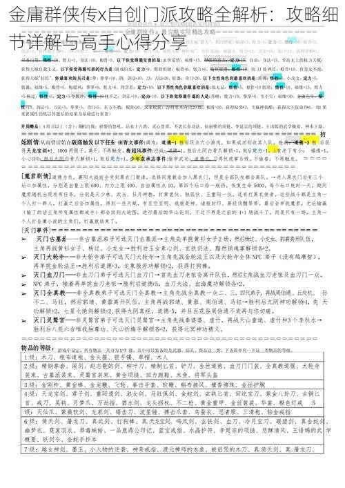 金庸群侠传x自创门派攻略全解析：攻略细节详解与高手心得分享