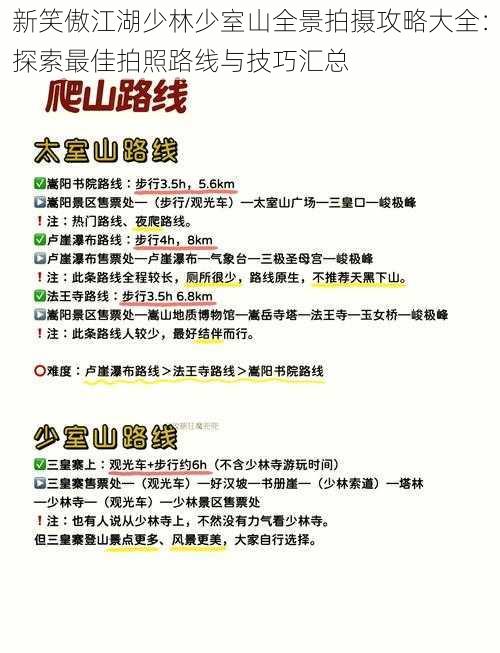 新笑傲江湖少林少室山全景拍摄攻略大全：探索最佳拍照路线与技巧汇总