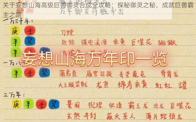 关于妄想山海高级巨兽御灵合成全攻略：探秘御灵之秘，成就巨兽霸主之路