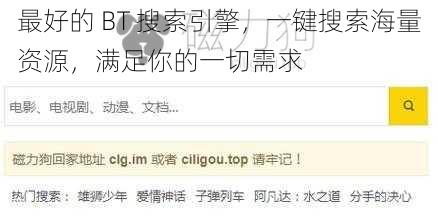 最好的 BT 搜索引擎，一键搜索海量资源，满足你的一切需求