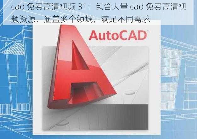 cad 免费高清视频 31：包含大量 cad 免费高清视频资源，涵盖多个领域，满足不同需求