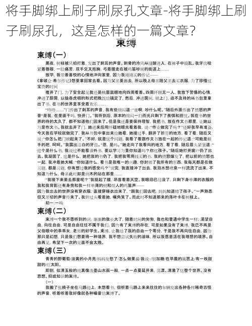 将手脚绑上刷子刷尿孔文章-将手脚绑上刷子刷尿孔，这是怎样的一篇文章？