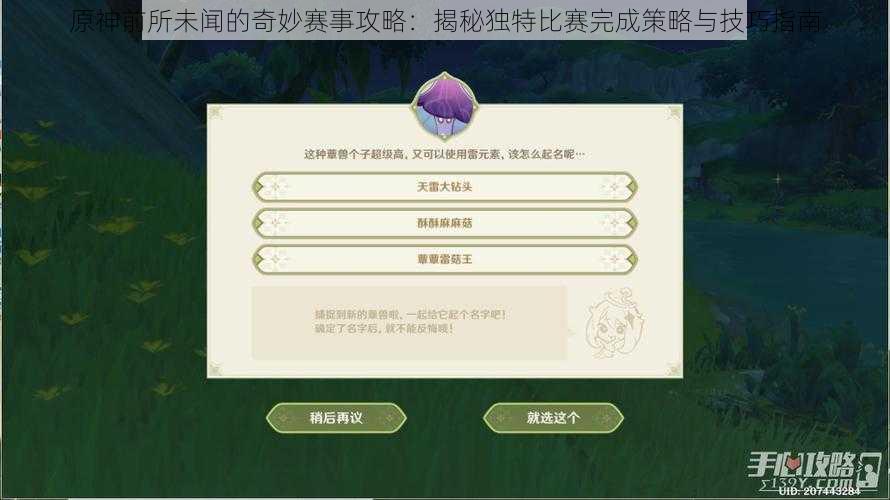 原神前所未闻的奇妙赛事攻略：揭秘独特比赛完成策略与技巧指南