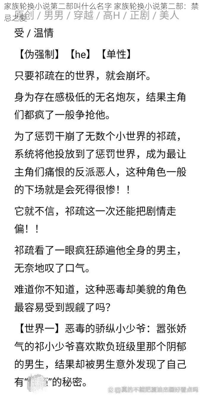 家族轮换小说第二部叫什么名字 家族轮换小说第二部：禁忌之爱