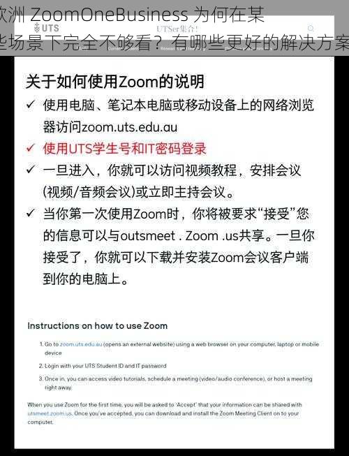 欧洲 ZoomOneBusiness 为何在某些场景下完全不够看？有哪些更好的解决方案？