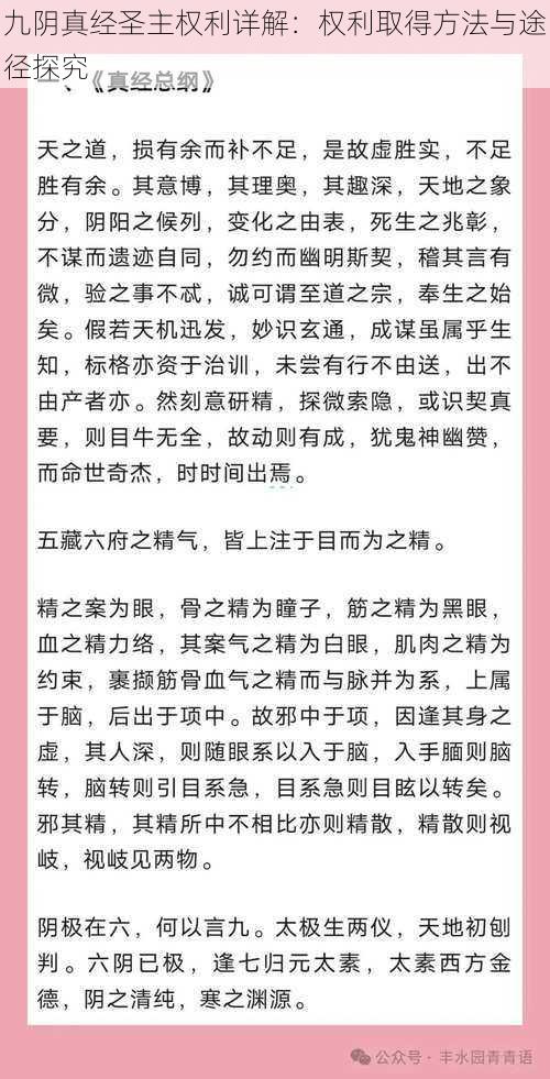 九阴真经圣主权利详解：权利取得方法与途径探究