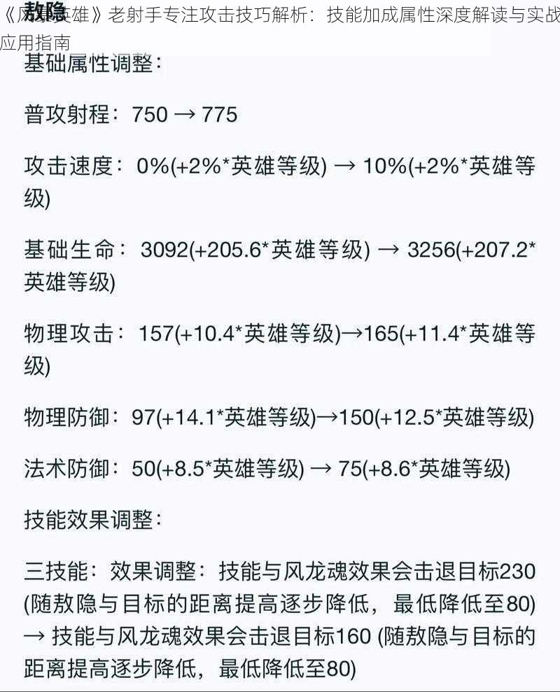 《风暴英雄》老射手专注攻击技巧解析：技能加成属性深度解读与实战应用指南