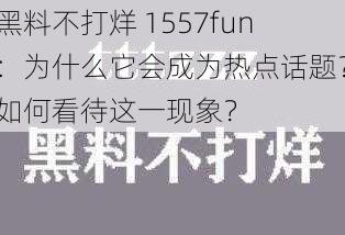 黑料不打烊 1557fun：为什么它会成为热点话题？如何看待这一现象？