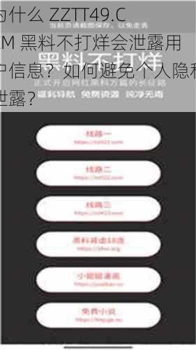 为什么 ZZTT49.CCM 黑料不打烊会泄露用户信息？如何避免个人隐私泄露？