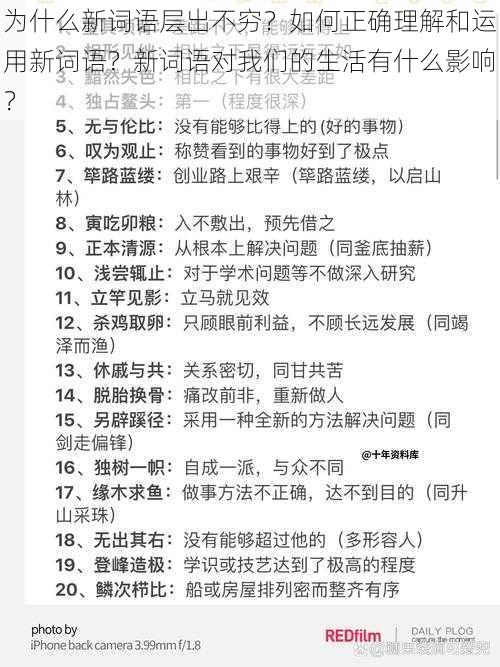 为什么新词语层出不穷？如何正确理解和运用新词语？新词语对我们的生活有什么影响？